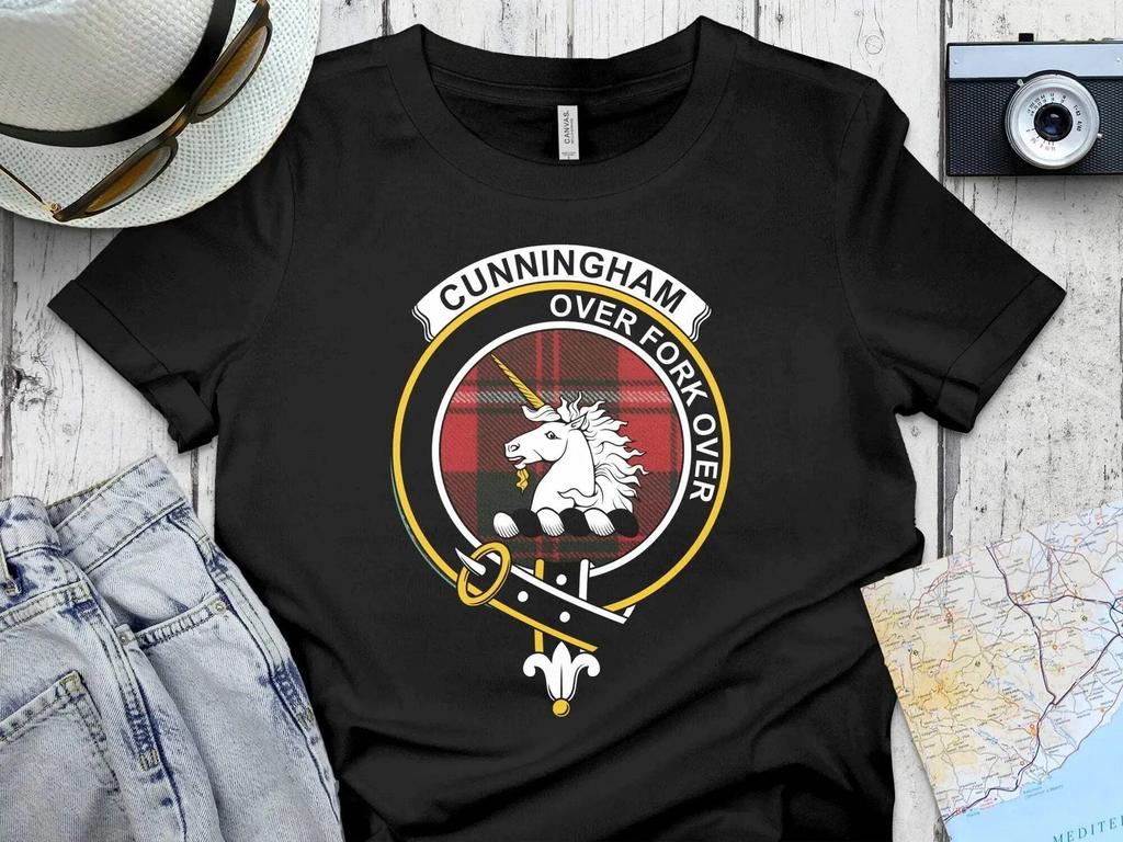 Cunningham Clan Crest Tartan T-Shirt & Sweatshirt – Scottish Heritage