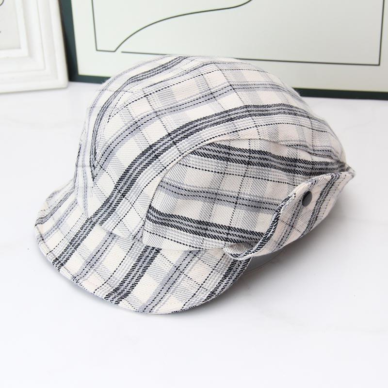 Retro plaid octagonal hat women's autumn and winter sweet painter hat showing face small octagonal hat forward hat airplane hat