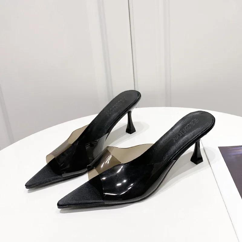 Chaussures de mode Femme 2024 Grande Taille Pantoufles Modernes pour Femmes Bout Ouvert Pantoufles de Soirée pour Femmes Bout Pointu Talons Hauts Fins Sandales pour Femmes
