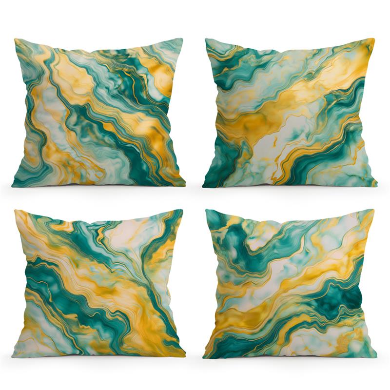 Jmg Clothing Unisex Green/Gold Marble Texture Cushions Pillowcase Printed Polyester 45X45cm Throw Pillow Cover Decorative Sofa Cushion Pillowslip