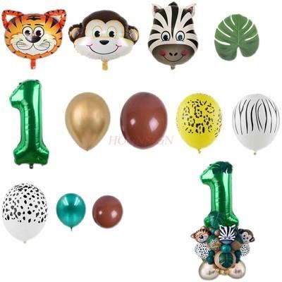 Forest Animal Cartoon Baby One Year Old Decoration Scenery Green Pet Multi Color Aluminum Foil Landing Balloon Combination