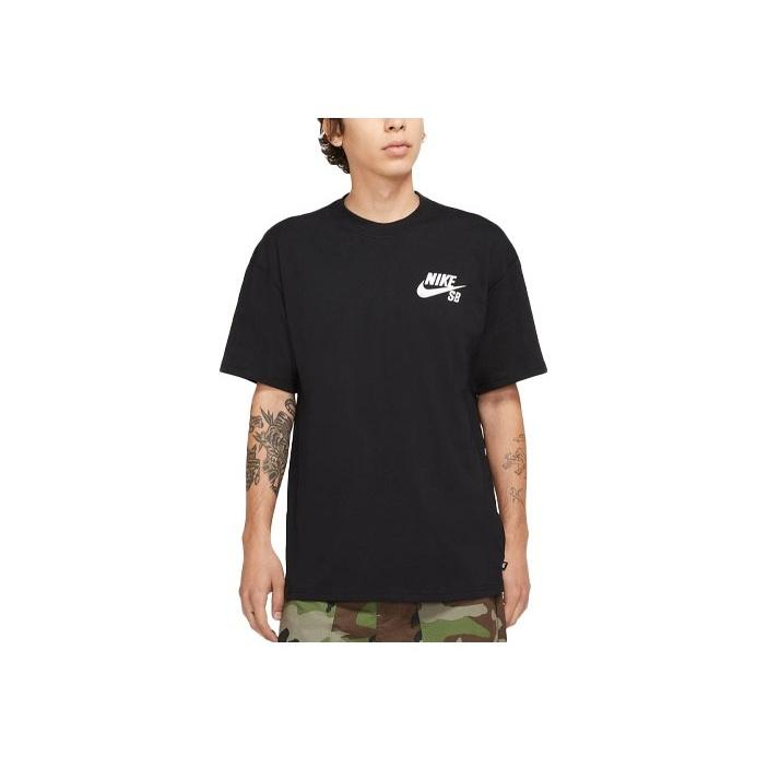 Nike SB Logo Skateboarding Short Sleeve Tee Men Tops Black DC7818-010