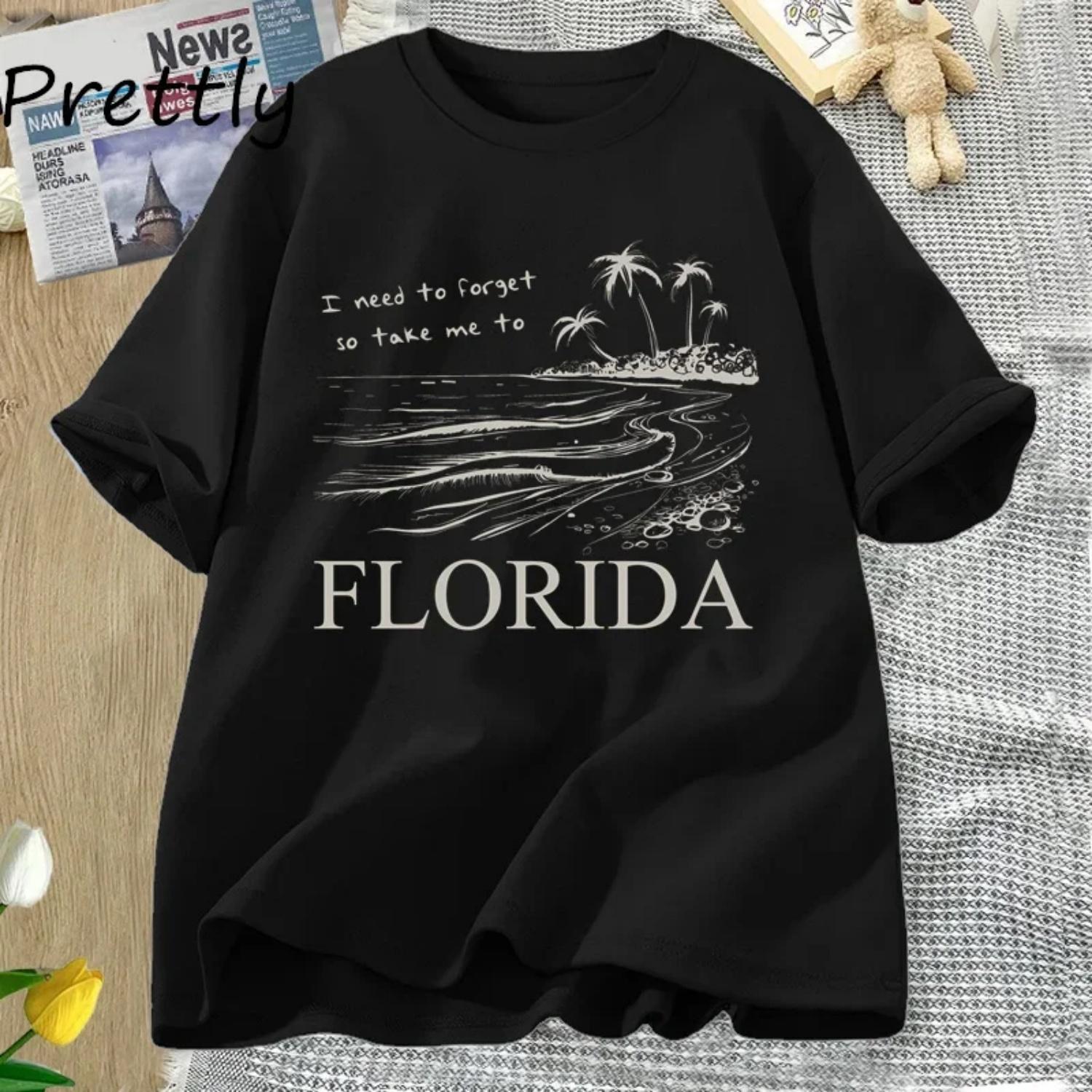 

I Need To Forget So Take Me To Florida T-shirt Women s Fashion Retro Poet T-shirt TTPD Tshirt Concert Clothing Top S чёрный