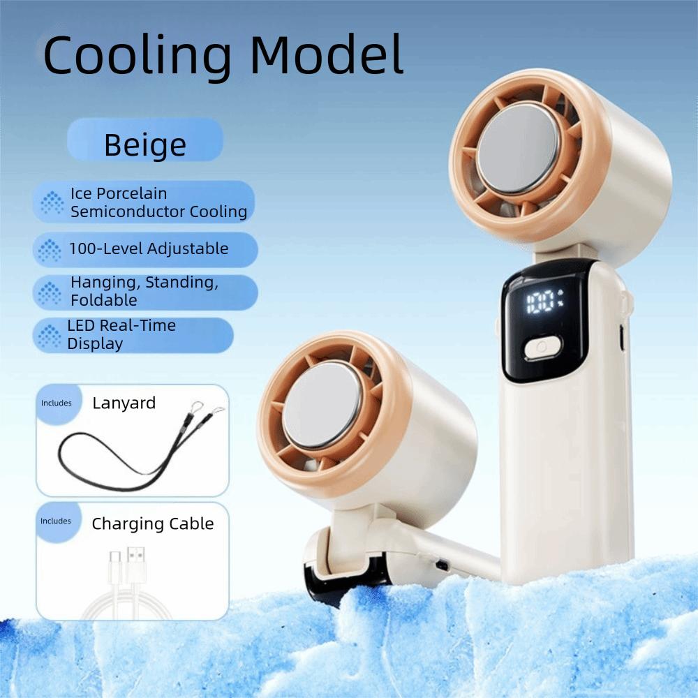 Hangable Handheld Fan 100 Speeds Desk Fan New Ice Cooling Fan  Outdoor