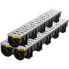 Trench Drain System, Channel Drain with Metal Grate, 150x130 Mm HDPE Drainage Trench, Black Plastic Garage Floor Drain, 3x39 Trench Drain Grate, with
