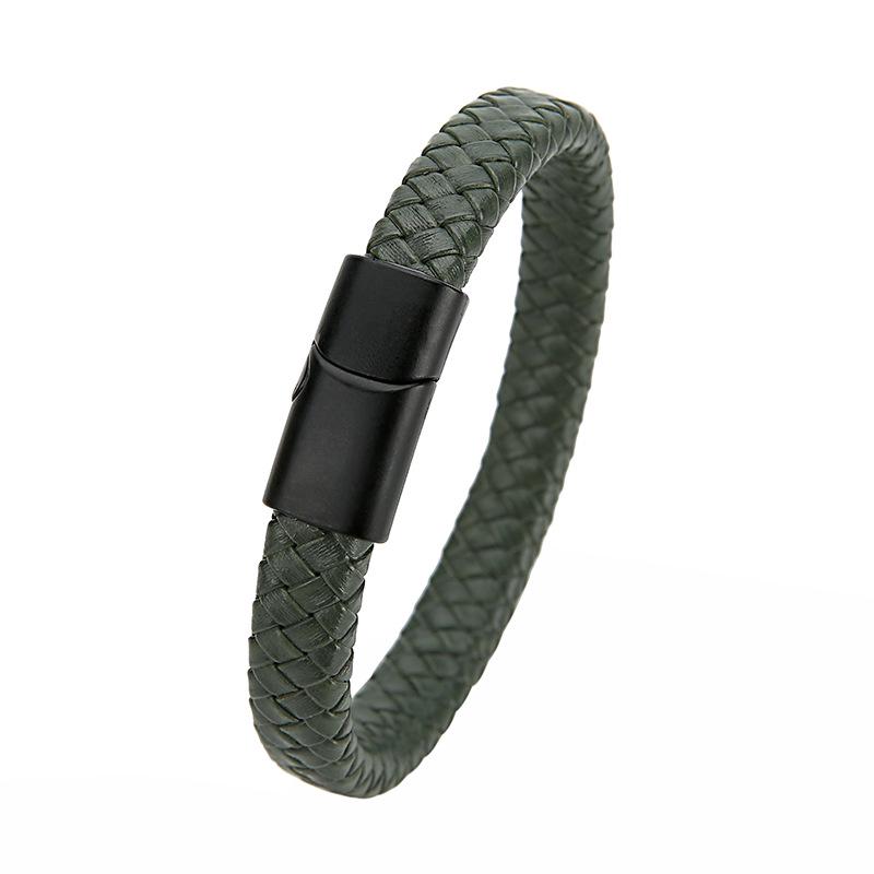 Herren Retro Geflochtenes Lederarmband mit Magnetschnalle
