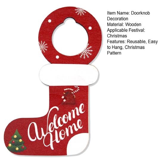 Weihnachten Holz Türklinke Strumpf Dekor Dekoration Weihnachtsmann Schneemann Urlaub Türgriff Aufhänger Anhänger Party