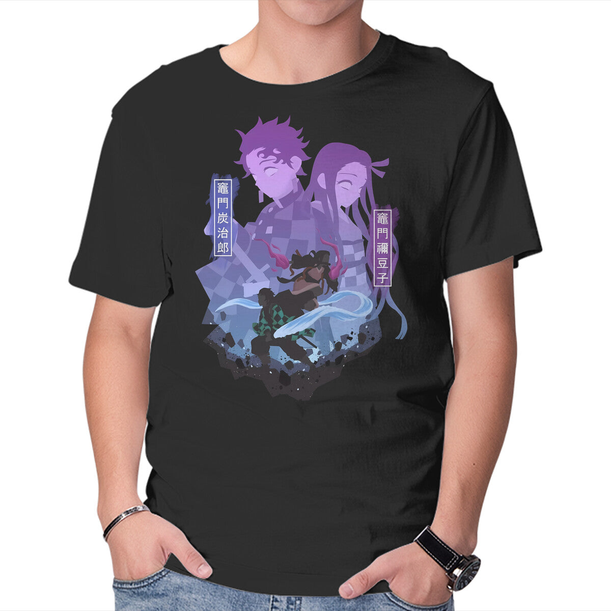 Unisex Crew Neck T-Shirt Tanjiro X Nezuko Graphic Short Sleeve Casual Tee XL