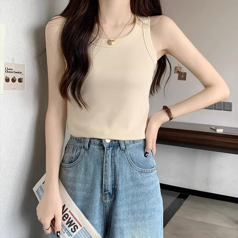 Anti-light Low-necked Small Suspender Vest for Women's Outer Wear, Summer New Sleeveless Thickened Bottom Inner Top