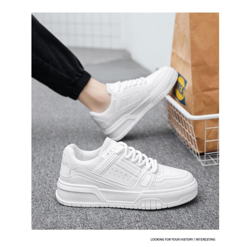 Men's Spring-Autumn Unique Design Versatile Casual Solid Black Board Shoes, Thick-Soled Height-Increasing Puffy Trendy Footwear For Youth.