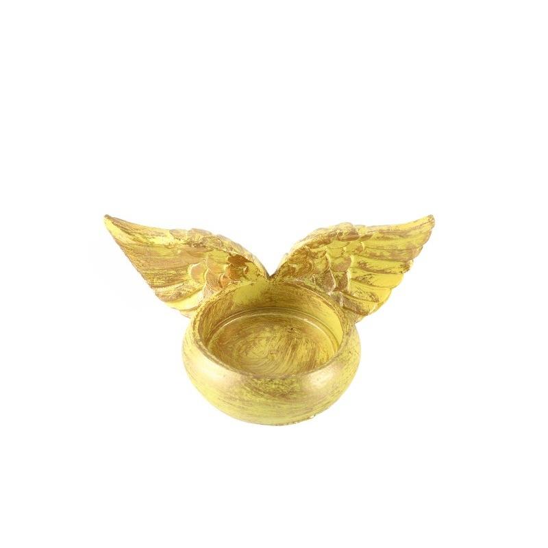 Świecznik ze Skrzydłami Anioła Statuetka z Żywicy Dekoracja Domu Świecznik Modlitewny do Domu Ślubu Bożego Narodzenia Kościoła