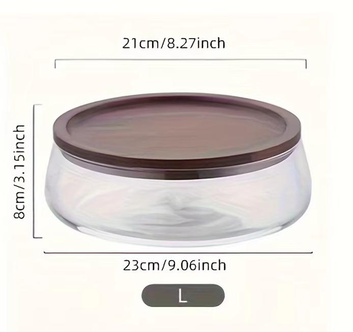 Wooden Trays Glass Bowl Nuts Fruits Food Container Cereals Jar Double Layer Candy Jars with Wooden Lid Home Kitchen Storage Box