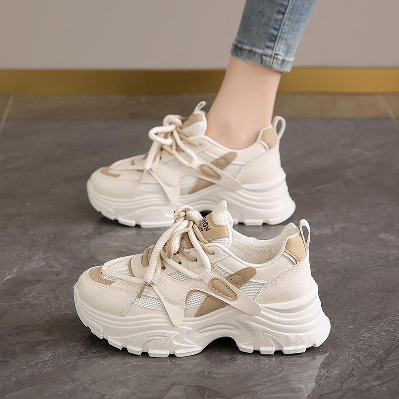 Platform Dad Shoes Women's 2025 Summer New Super Fire Versatile Breathable Mesh Sports Shoes Lightweight Casual Little White Shoes