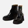 High Quality Patent Leather Women Ankle Boots Belt Buckle Design Lightweight Platform Boots Comfort Square Toe Designer Shoes