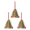 Wooden Christmas Tree Ornament 2D Flat Tree Shaped Hanging Decoration with Gift Boxes for Holiday Xmas Tree Home Party Decor
