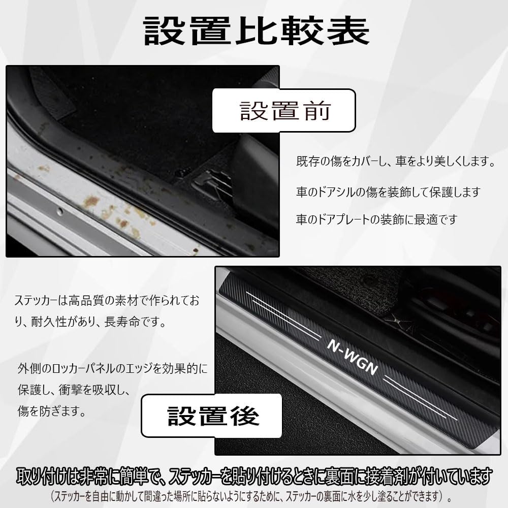 Carbon Car Door Sill Scuff Cover Black Door Panel Guard Protector Anti-Scratch Decoration For N-WGN Custom N-WGNJH3/JH4 4PCS