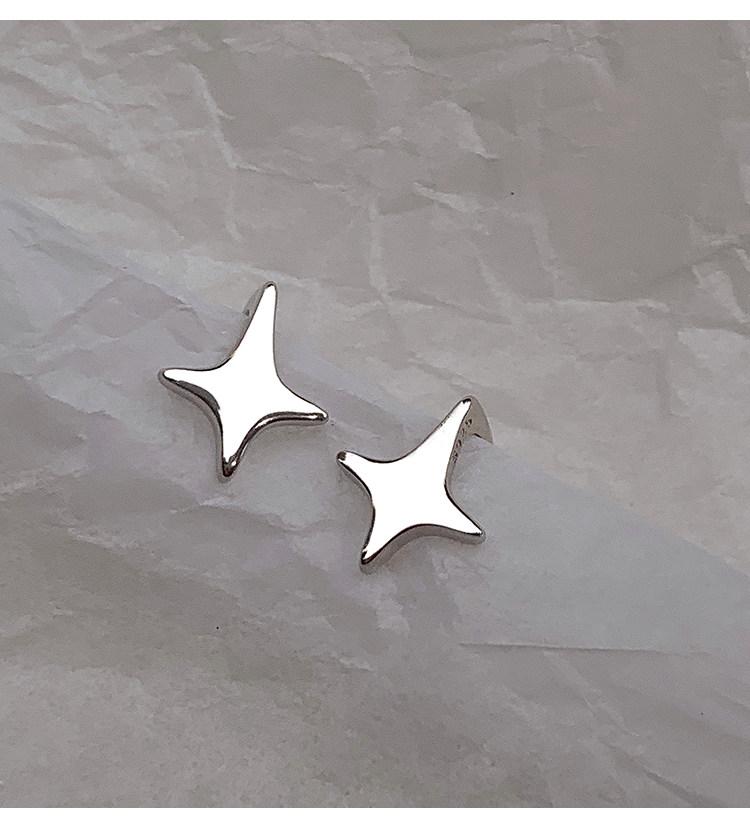 S925 Sterling Silver Four-Pointed Star Ear Cuff - No Piercing Women's Earrings, Simple Design, Summer Cartilage Clip