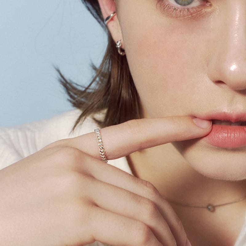 JUDY AND PAUL [925 Silver] Louise Basic All-Silver Chain Ring