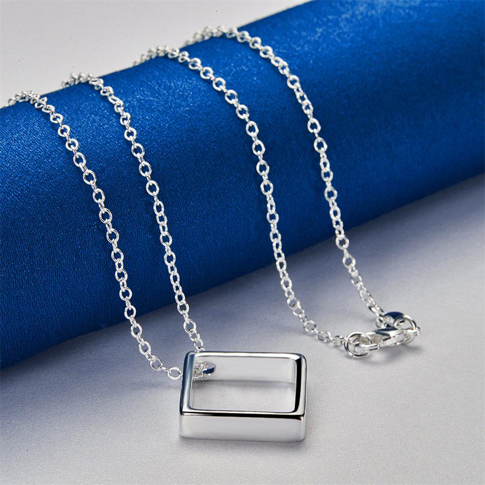 925 sterling silver 16-30 inch exquisite square pendant necklace for women's fashion wedding jewelry party gifts