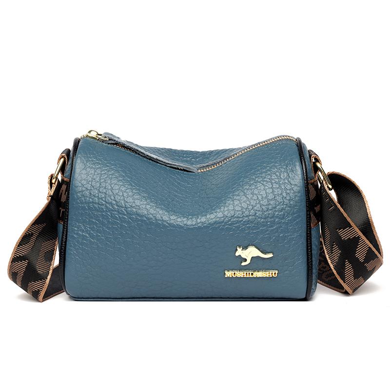 Luxury Cylinder Shoulder Bag Fashion Crocodile Pattern Genuine Leather Women Handbags Large Capacity Crossbody Bags