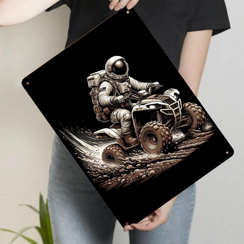 

Astronaut Riding ATV Off Road Adventure Metal Tin Sign Home Decor Living Room Wall Hanging Art 20x30cm（7.8x11.8inch）