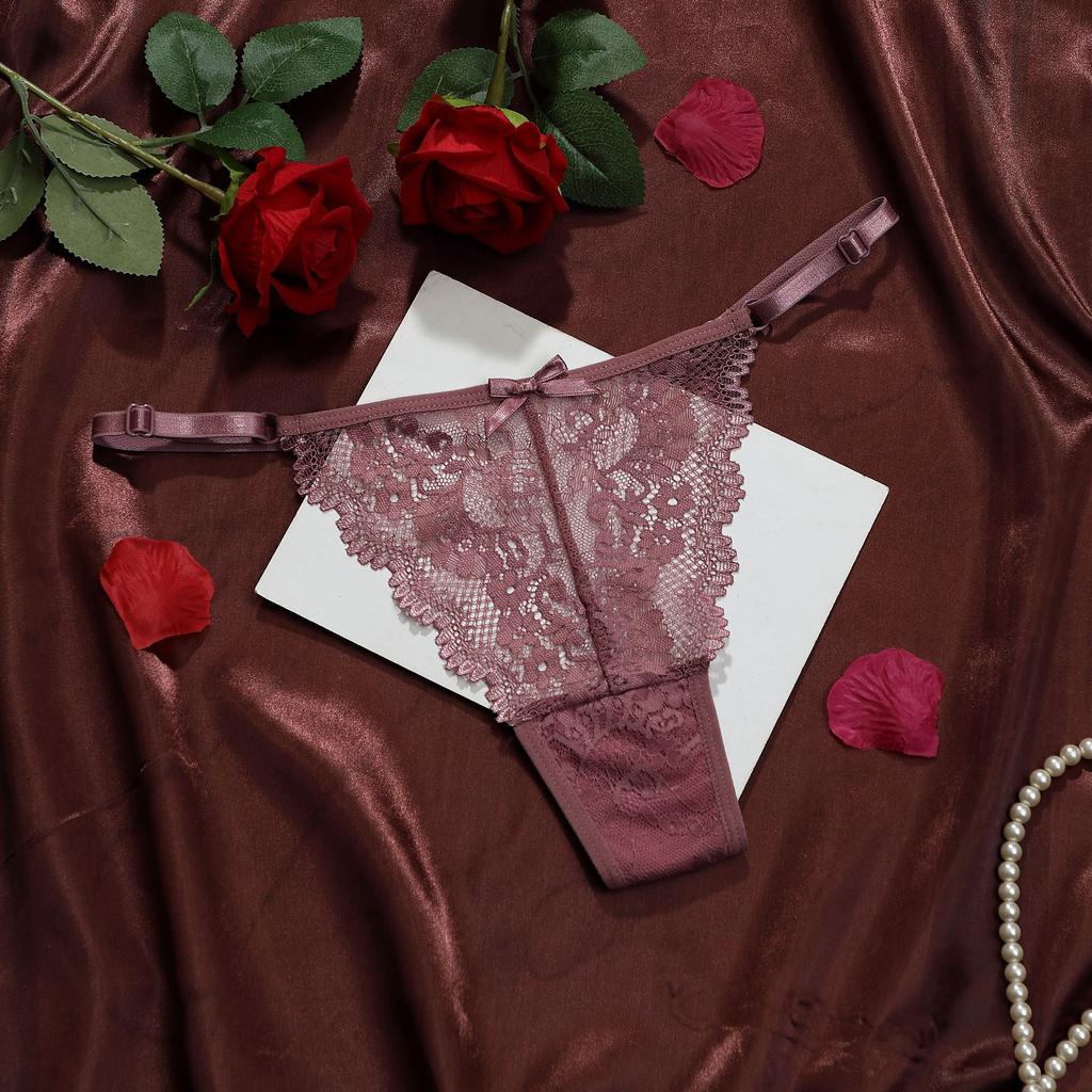 Lenjerie intimă tanga sexy ultra-subțire de vară pentru femei cu curea de ajustare din dantelă, talie joasă, fără urme