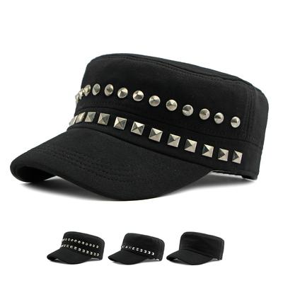 Berretto Militare Primavera Autunno Cotone Berretti Militari Berretto Piatto Uomo Cappello Protezione Solare da Esterno Parasole Donna Borchie Cappellino Hip-Hop Cappellino da Camionista