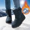 Women's 2025 Waterproof Rabbit Fur Snow Boots, European Size 45, with Widened Velcro Mid-Tube Design
