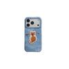 Embroidered Cat Denim Fabric Phone Case IPhone 17 Pro Max 16 15 13 Protective Cover Soft Stitched Design