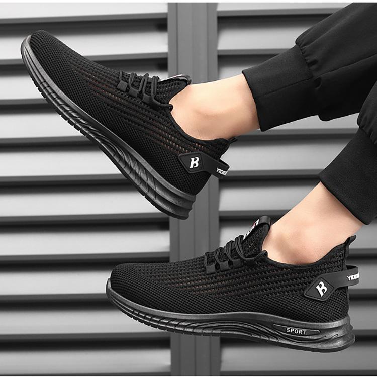 Men's Flyknit Sports Shoes Casual Mesh Breathable Single Shoes Lace Up Sneaker Running Shoes 39-44