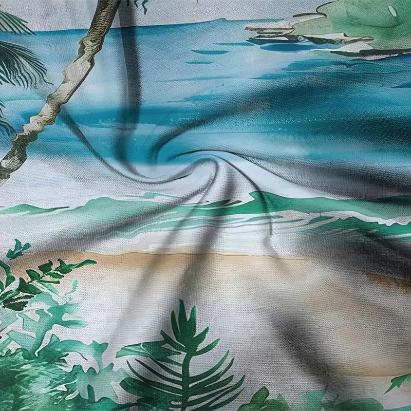 Beach Coconut Tree Pattern 3D Printed Men's Short Sleeved T-shirt Quick Drying Fashion Round Neck Summer Leisure Beach and Sports