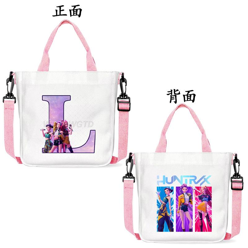 Anime Cartoon Letter Shoulder Bag Versatile Commuter Handbag Large Capacity Student Canvas Bag