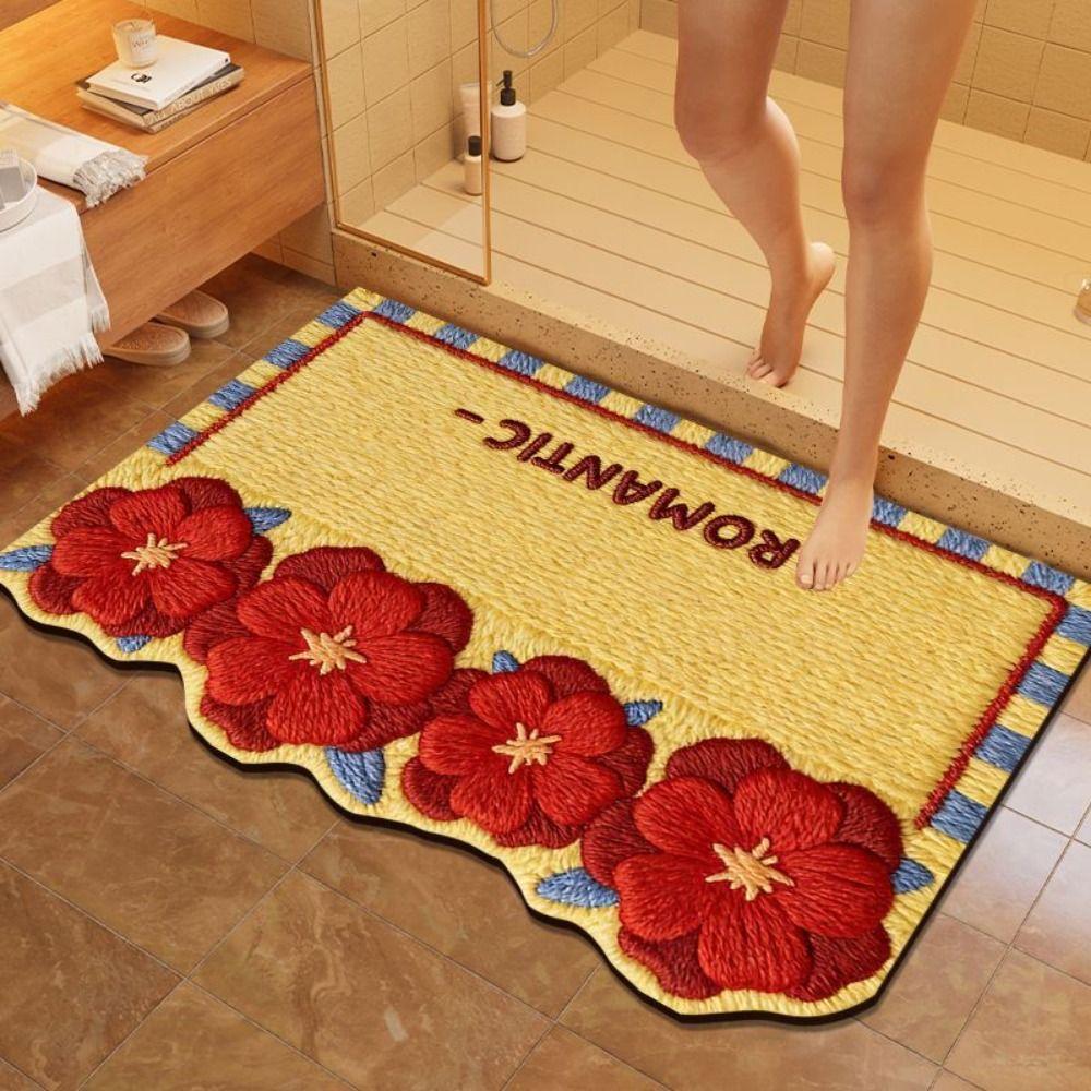 Roses/Sunflowers Bathroom Carpet Soft Floor Mat Creativity Entrance Carpet Table Bedside