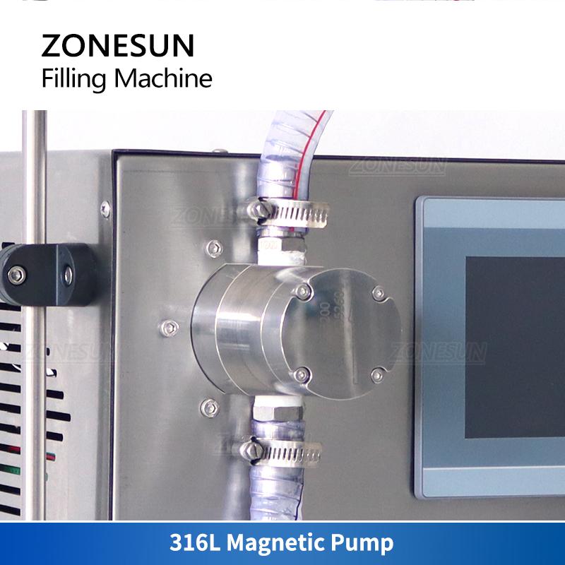 ZONESUN ZS-G25A2 Automatische Magnetpumpen-Flüssigkeitsabfüllmaschine Hohe Durchflussrate für korrosive Flüssigkeiten