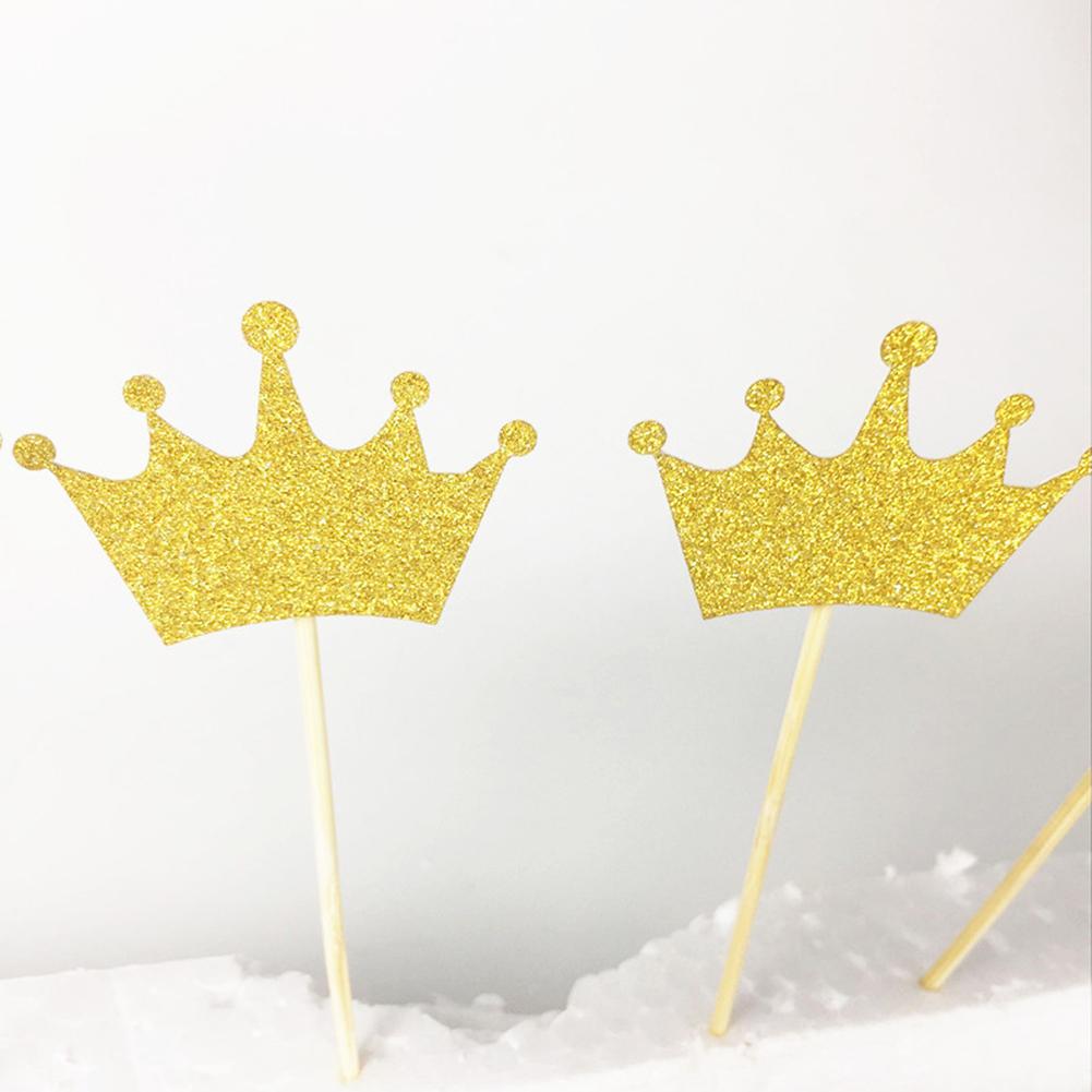 10Pcs Glitter Crown Cake Topper Wedding Birthday Party Decoration