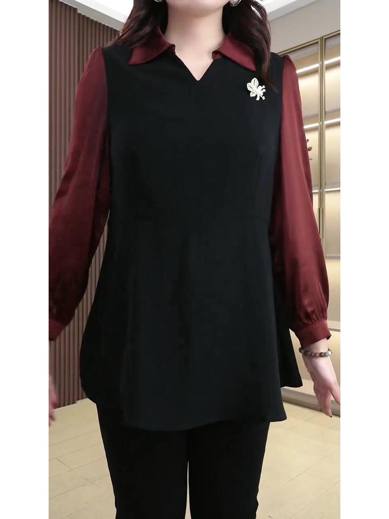 Spring 2025 Plus Size Slimming Top for Middle-Aged Women