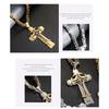 Titanium Steel Long Necklace European And American Domineering Pattern Three Layer Cross Pendant Necklace