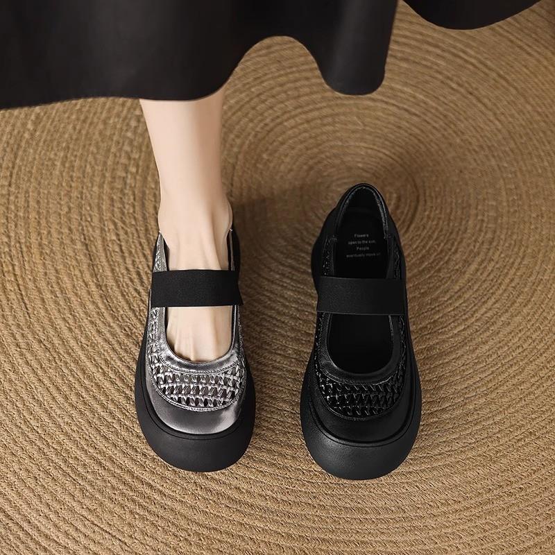 Sheepskin version bag head platform sandals hollowed Mary Jane shoes 2025 new summer mesh hole woven pig cage shoes