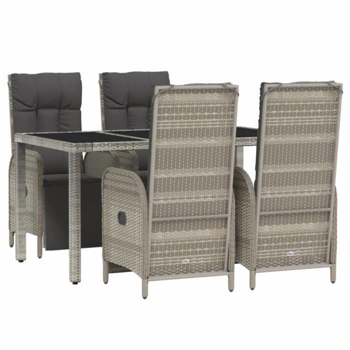 VidaXL Ensemble de salle à manger de jardin 5 pcs avec coussins Gris 3185031