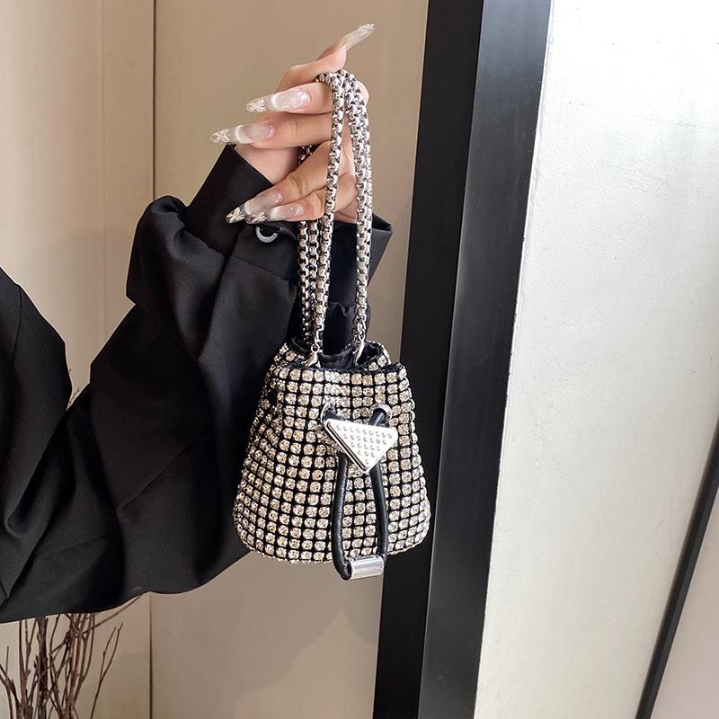 Bohemian Rhinestone Mini Crossbody Bag - Versatile Fashionable Handheld Drawstring Bag 2024