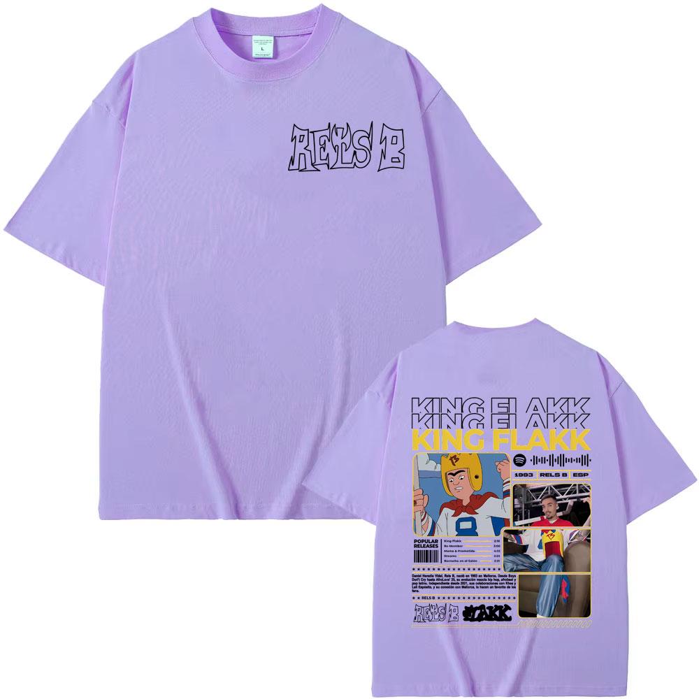 Rapper RELS B King Flakk Smile Album Cover T-shirt Men Women High Quality  Hip Hop Gothic T Shirts Oversized Pure Cotton T Shirt