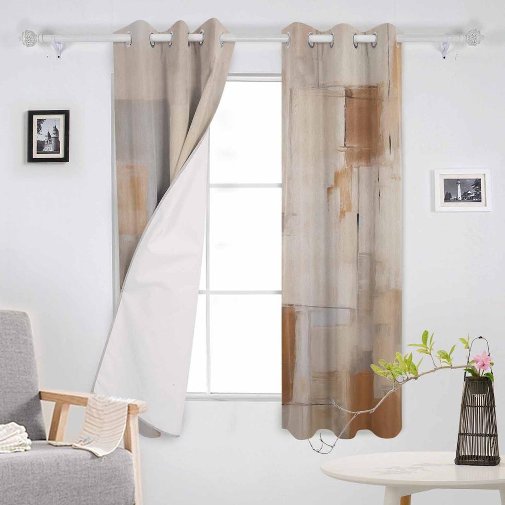 Brush Color Block Abstract Watercolor Blackout Curtains For Living Room Bedroom Window Treatment Blinds Drapes