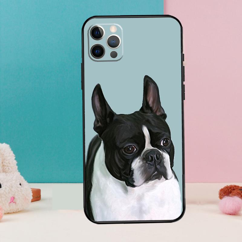 Boston Terrier Dog Phone Case For iPhone 13 11 12 14 15 16 Pro Max Mini XR XS X Plus Back Cover Fundas
