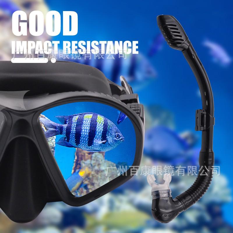 Snorkel Mask Set Adults Full Dry Breathing Tube Large Frame Silicone Diving Goggles Black Blue Pink 1056