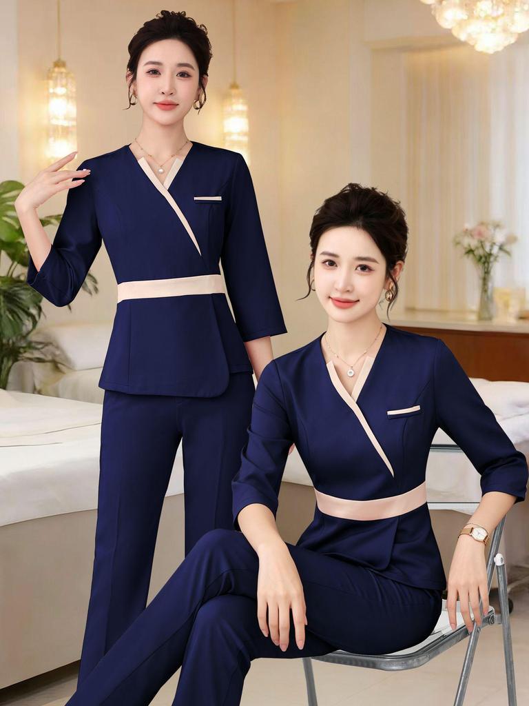 Autumn Chinese Style Beauty Salon Women's Workwear Set