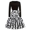 Autumn and Winter New Retro Women's Clothing Round Neck Long-sleeved Black Spelling Print Pendulum Dress