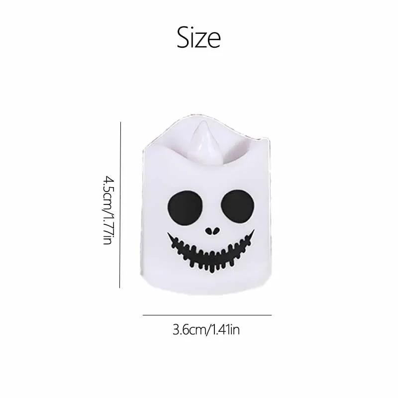 1/6Pack Halloween LED Candles Battery Operated Flameless Flickering Tea Lights Color Changing Votive Ghost Face Decor,Party Home