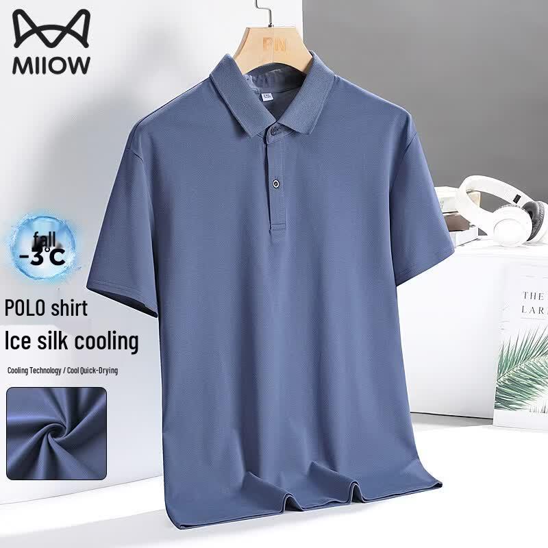 MiiOW Men s Ice Silk Polo Shirt 7XL