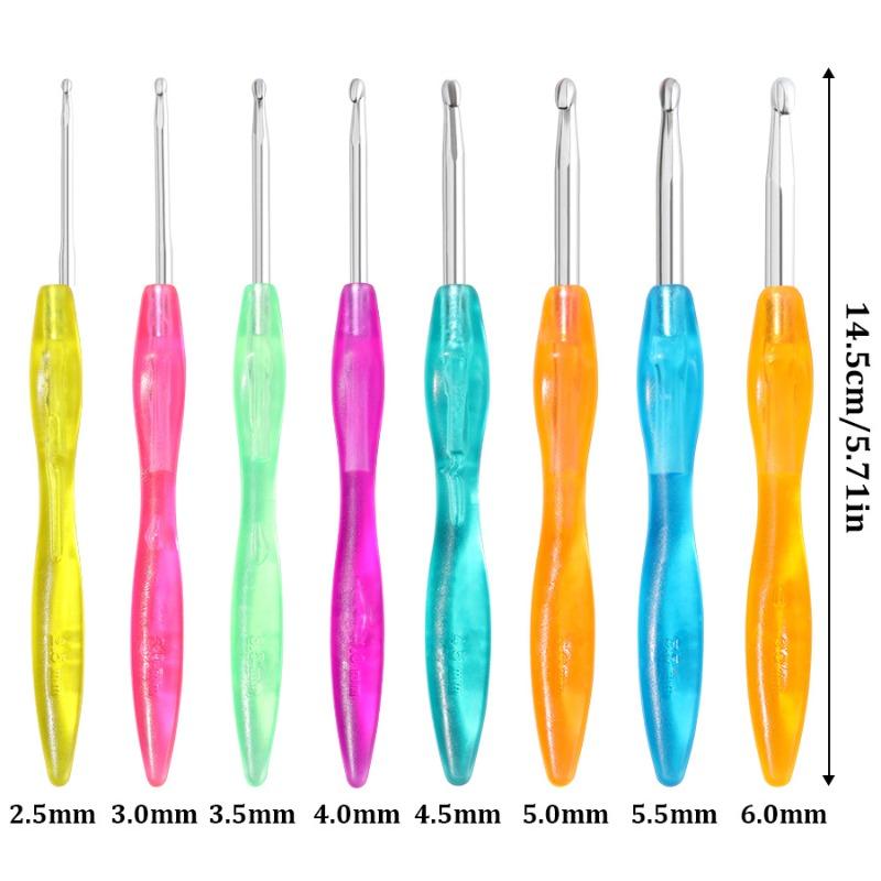 Candy Color Crochet Set, Wool Knitting Tool Plastic Handle Single Head Hook Color Alumina Crochet