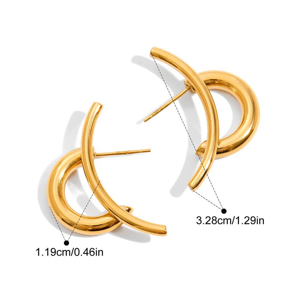Yori Hot Style Stainless Steel Simple Line Earrings for Women Waterproof PVD Gold Plated High Quality Versatile Jewelry